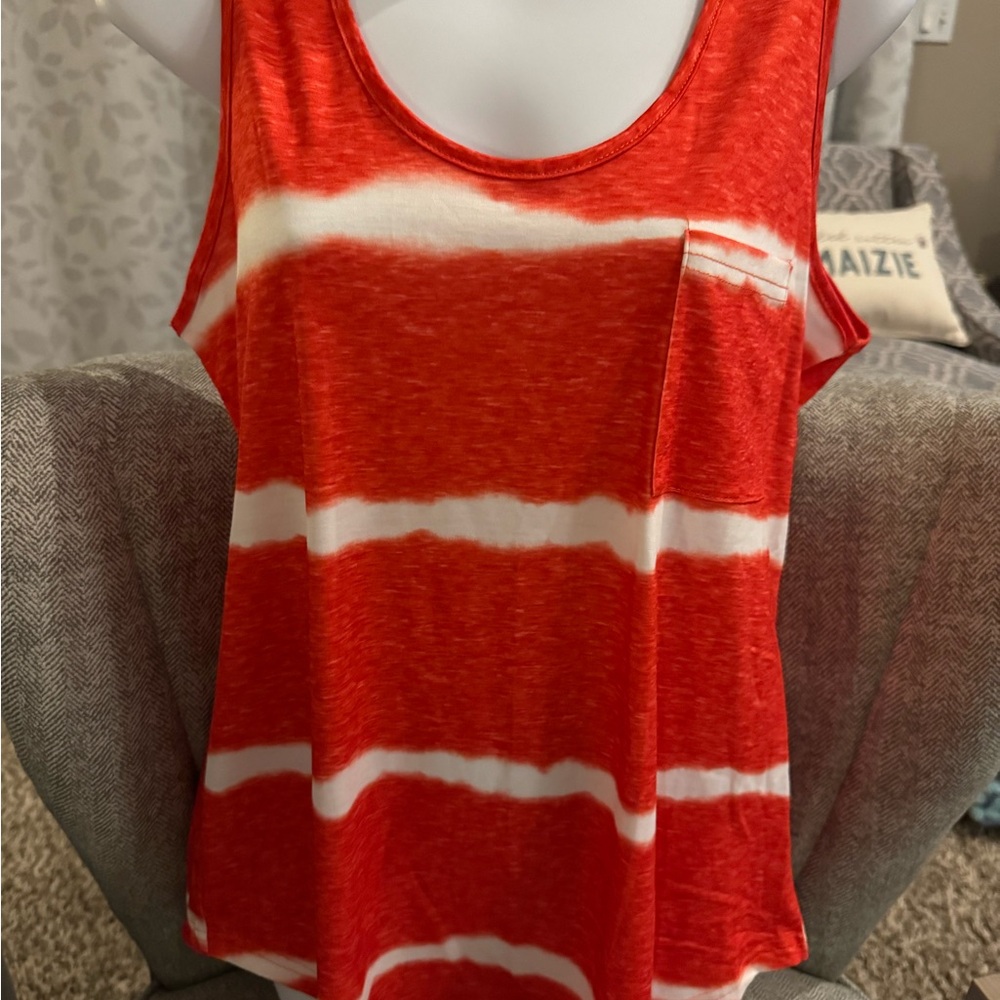 SHEIN Vibrant Red and White Tank Top